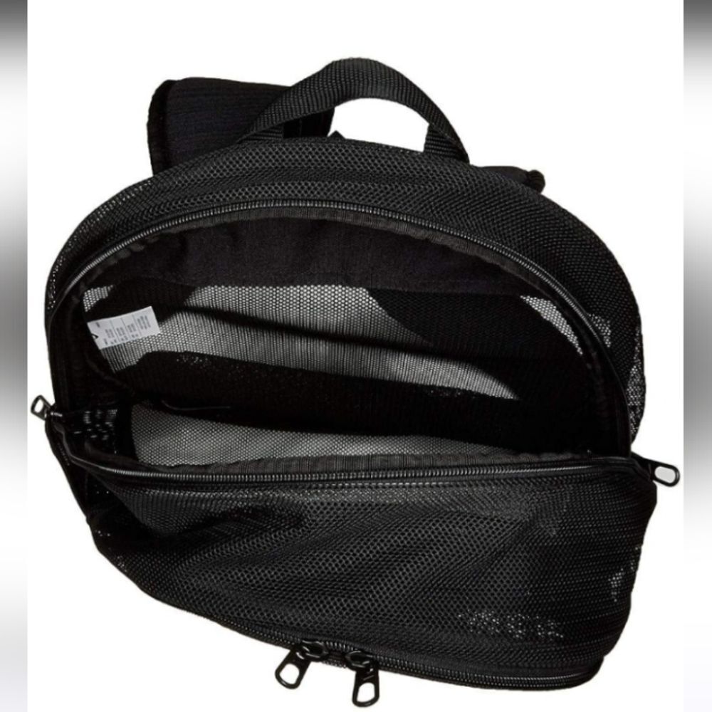 Nike Brasilla Mesh Backpack Black White Logo Swoosh Unisex School Concert Travel - Picture 5 of 16